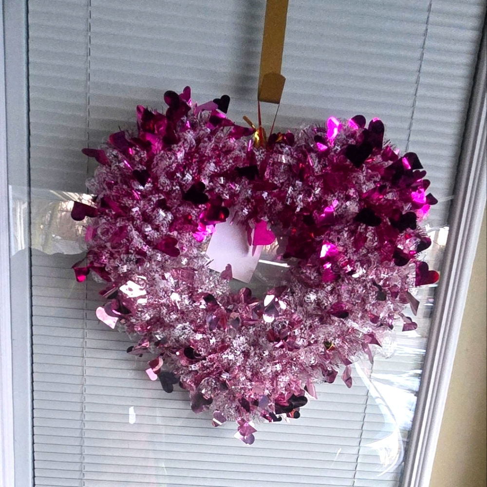 Lush Heart-Shaped Pink Floral Wreath for Holidays